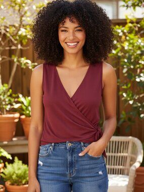 NEW Loft M Maroon Purple Wrap Tank Top Whimsigoth Boho Chic Witchy Edgy Mod